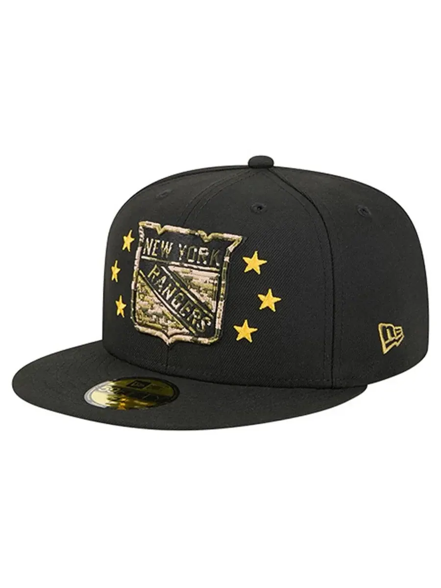 New Era Мужская черная бейсболка New York Rangers Military Appreciation Digital Camo Stars 59FIFTY — изображение 3 из 4