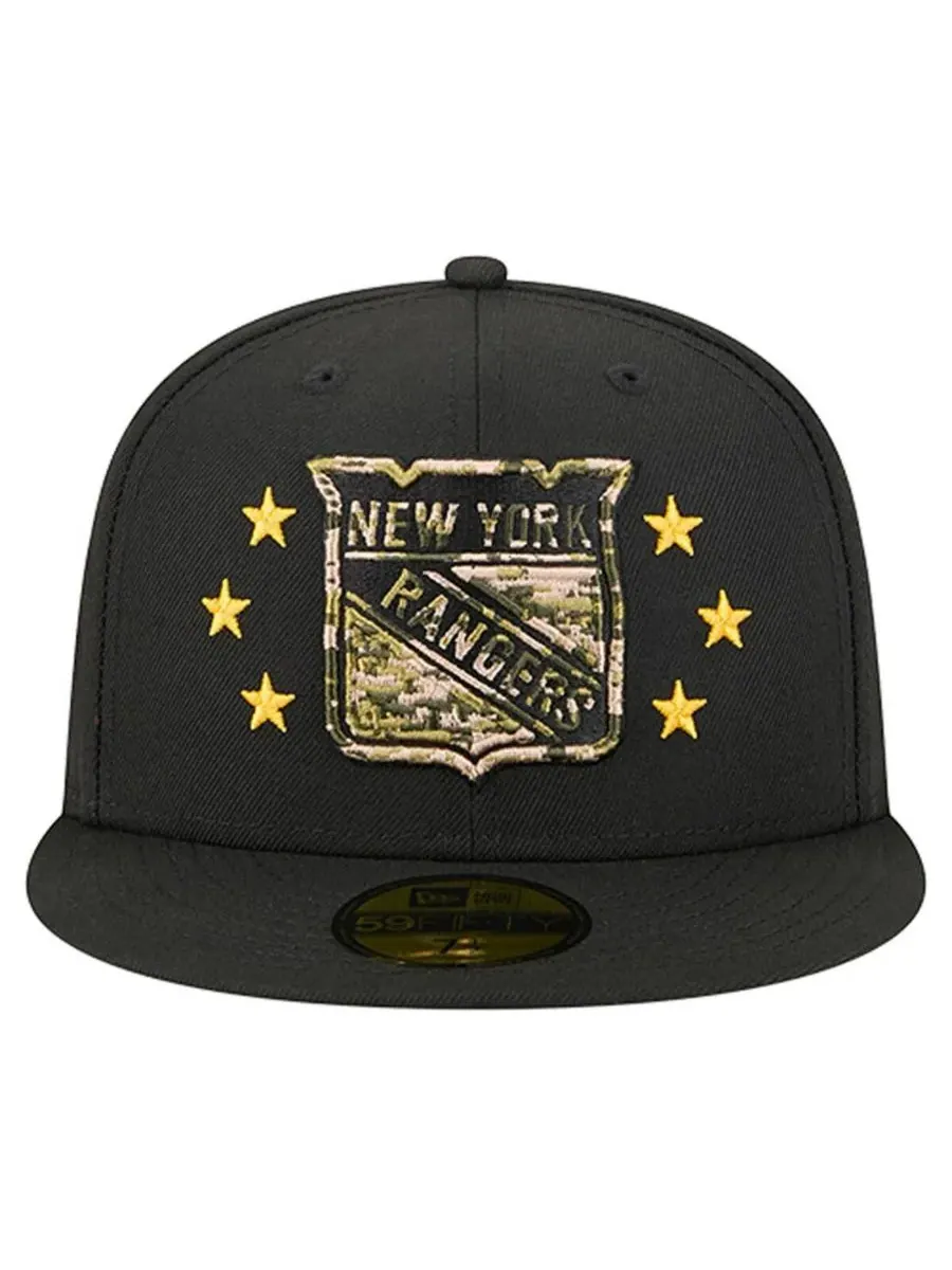 New Era Мужская черная бейсболка New York Rangers Military Appreciation Digital Camo Stars 59FIFTY — изображение 4 из 4