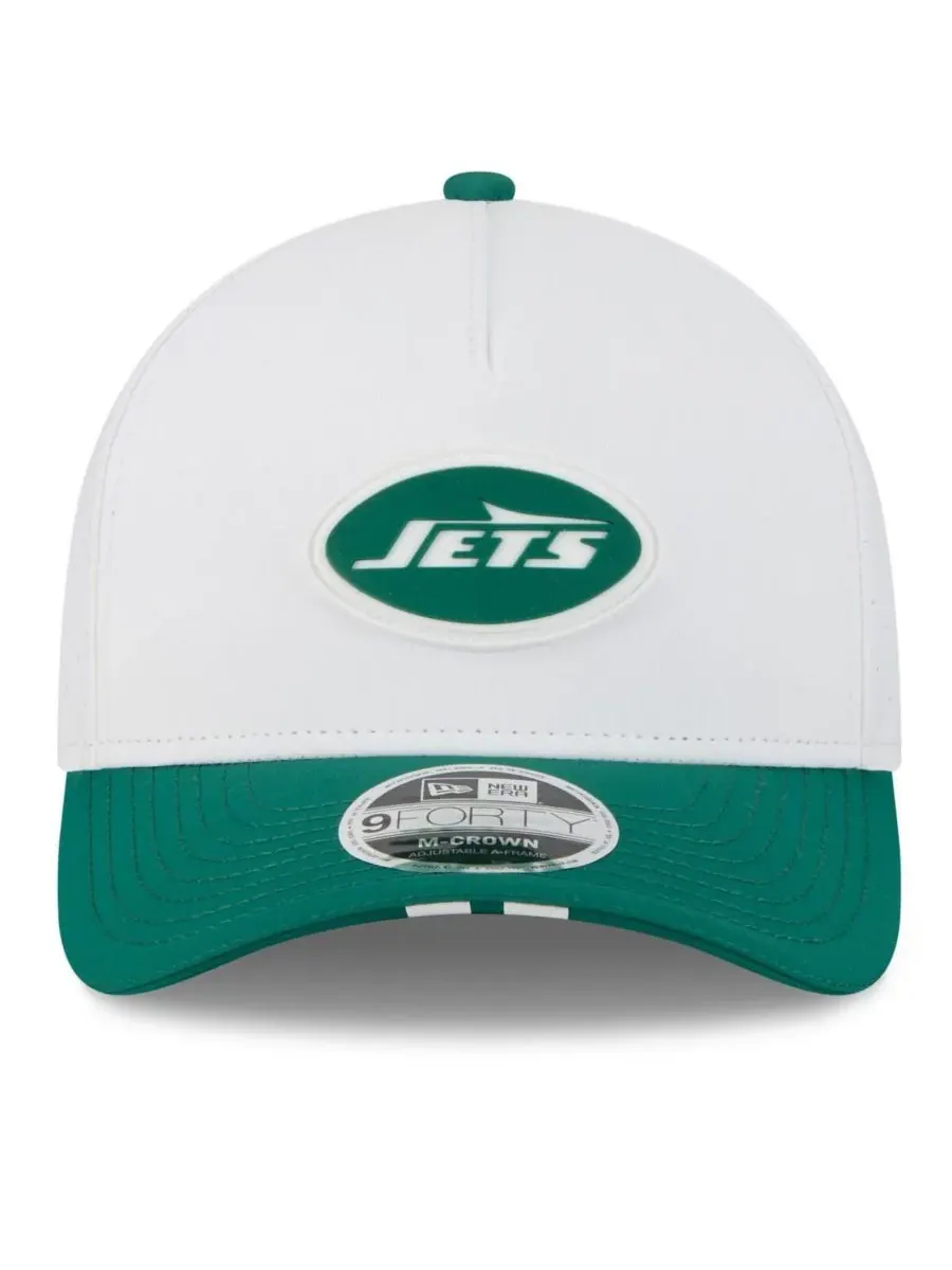 New Era Мужская бело-зеленая регулируемая кепка New York Jets 2025 NFL Training Camp A-Frame 9FORTY — изображение 2 из 4