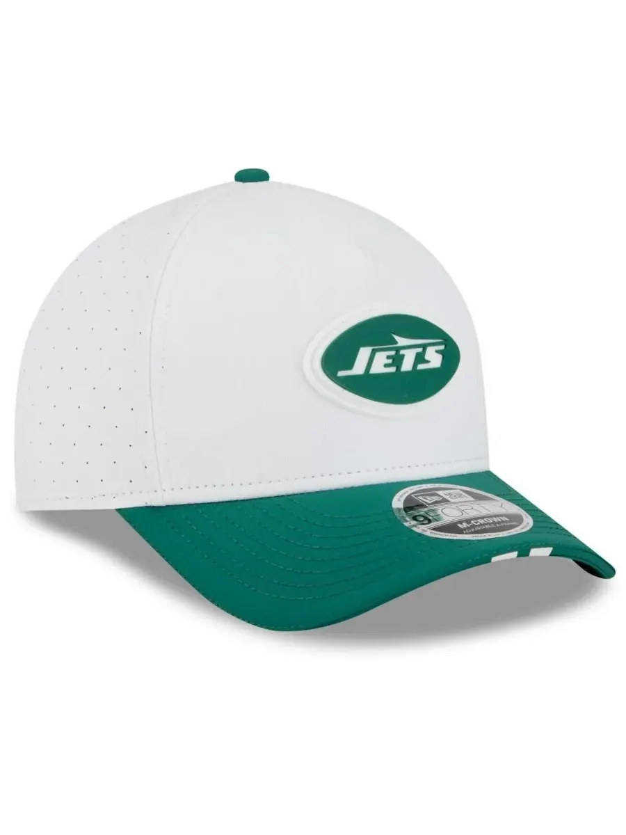 New Era Мужская бело-зеленая регулируемая кепка New York Jets 2025 NFL Training Camp A-Frame 9FORTY — изображение 3 из 4