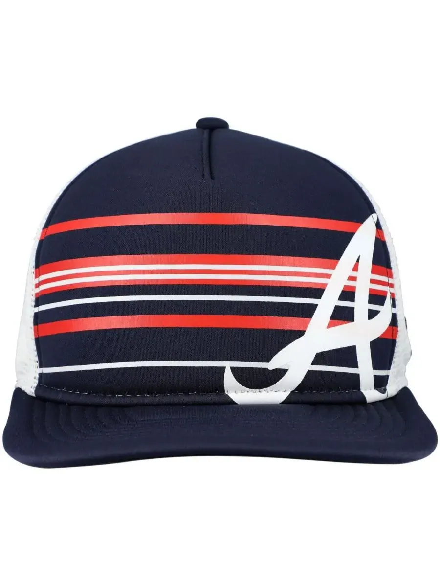 New Era Мужская темно-синяя кепка-тракер Atlanta Braves A-Frame 9FIFTY с застежкой-регулятором — изображение 2 из 4