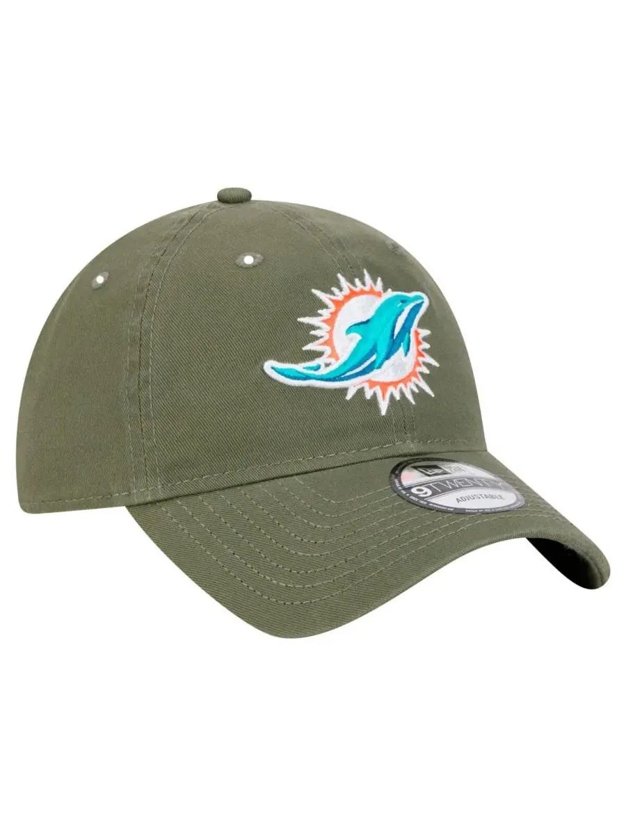 New Era Мужская кепка Miami Dolphins Main 9TWENTY оливкового цвета с регулируемым размером — изображение 3 из 4, оливковый