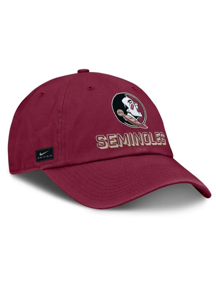 Мужская регулируемая бейсболка Garnet Florida State Seminoles 2025 On-Field Club Nike — изображение 3 из 4, гранат