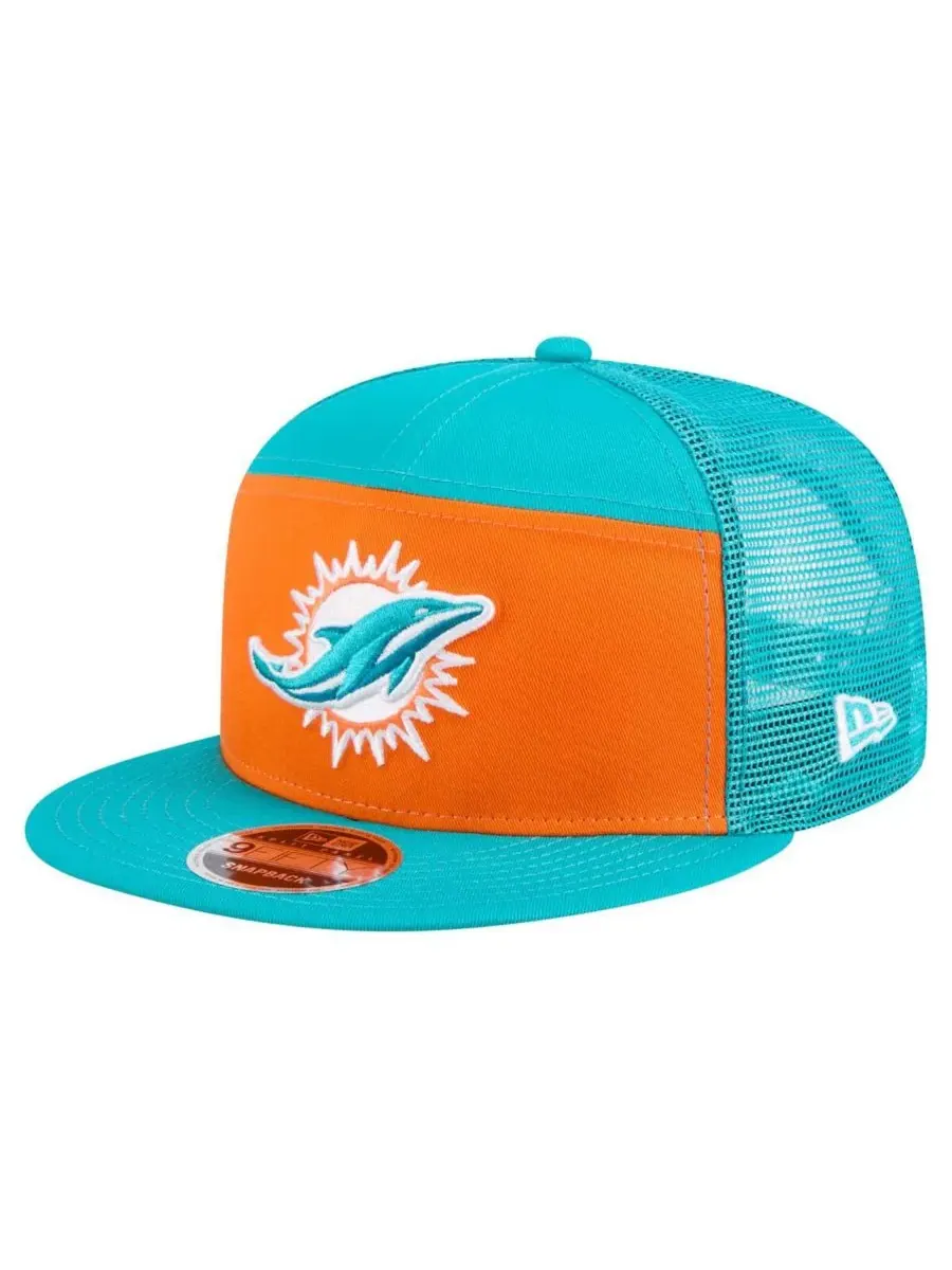 New Era Мужская оранжево-бирюзовая бейсболка Miami Dolphins Outdoor Split Panel 9FIFTY Snapback — изображение 1 из 5