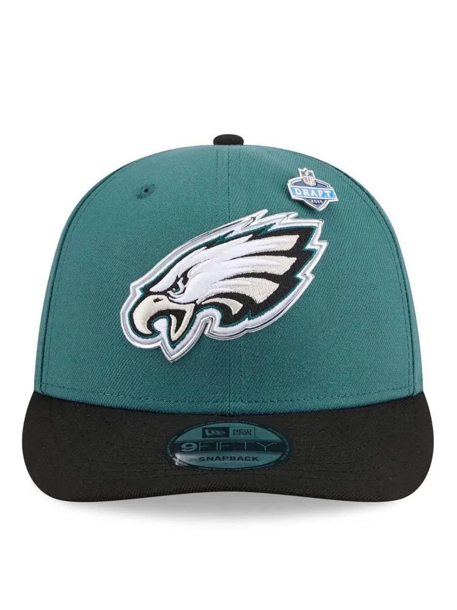 Кепка-снапбек New Era Philadelphia Eagles 2026 NFL Draft On Stage Pre-Curved 9FIFTY — изображение 2 из 5, зеленый черный