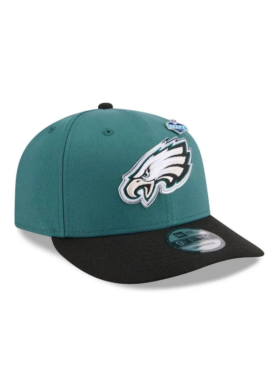 Кепка-снапбек New Era Philadelphia Eagles 2026 NFL Draft On Stage Pre-Curved 9FIFTY — изображение 3 из 5, зеленый черный