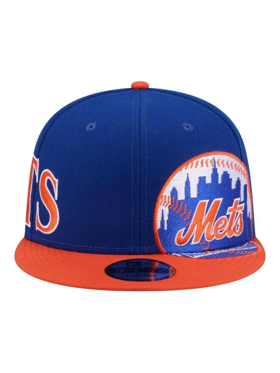 Кепка с высокой тульей и плоским козырьком, с вышивкой New York Mets New Era — изображение 2 из 5, оранжевый