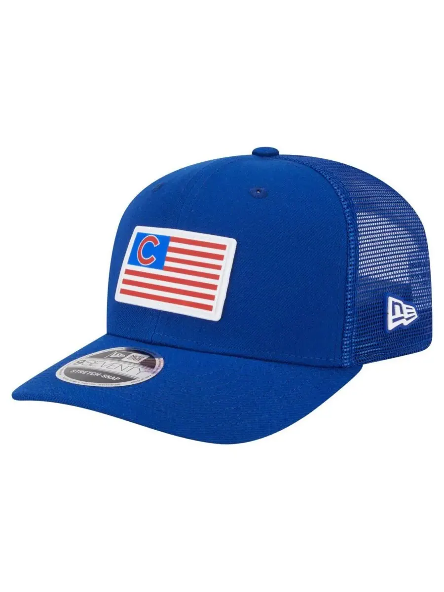 Мужская бейсболка Royal Chicago Cubs Flag 9SEVENTY с эластичными застежками New Era — изображение 1 из 4, королевский
