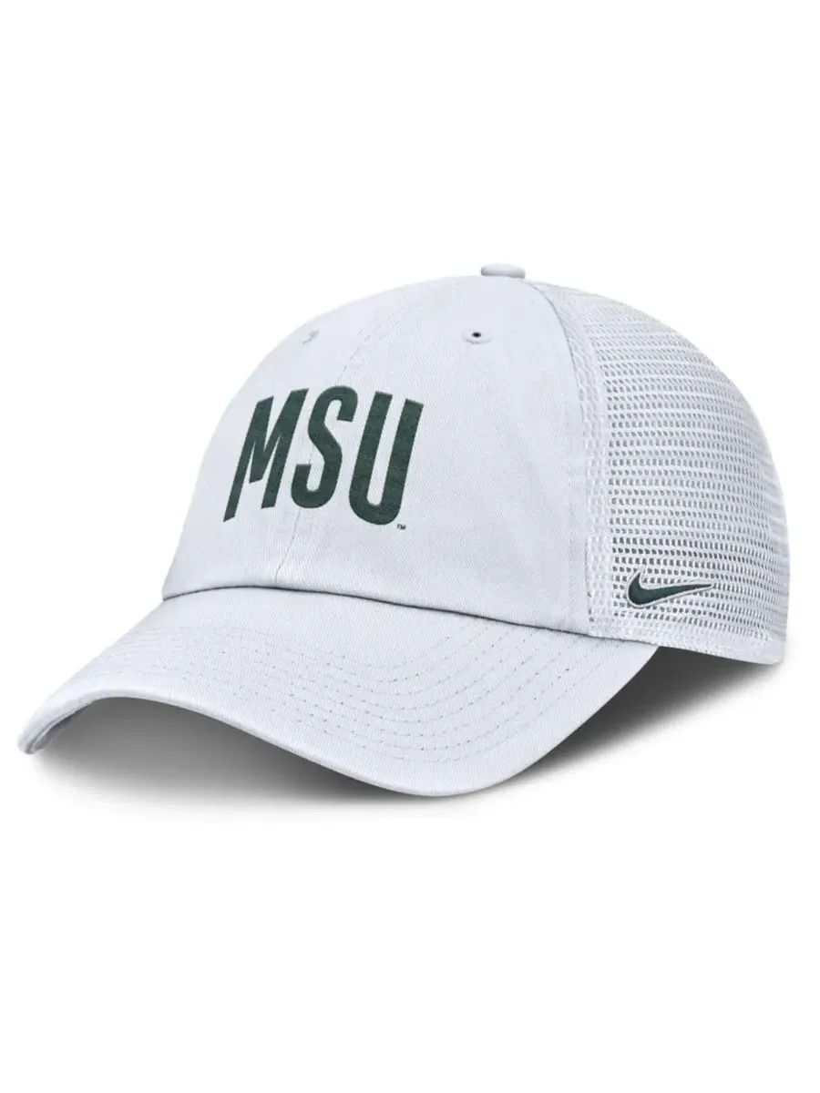 Кепка-тракер с вышивкой Michigan State Spartans Club Campus Nike — изображение 1 из 4, белый белый