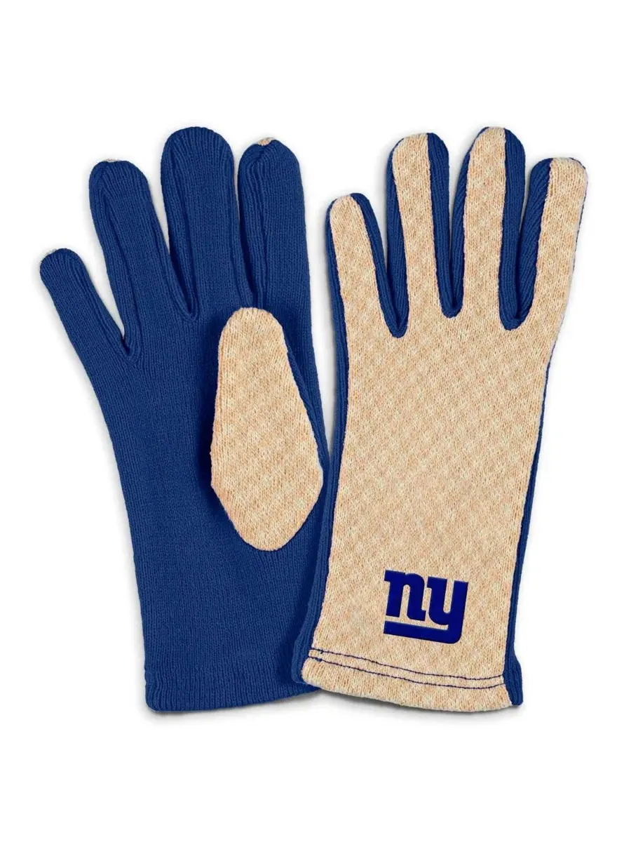 Комплект шарф и перчатки с принтом New York Giants Tonal Micro Check WEAR by Erin Andrews — изображение 3 из 3, бежевый