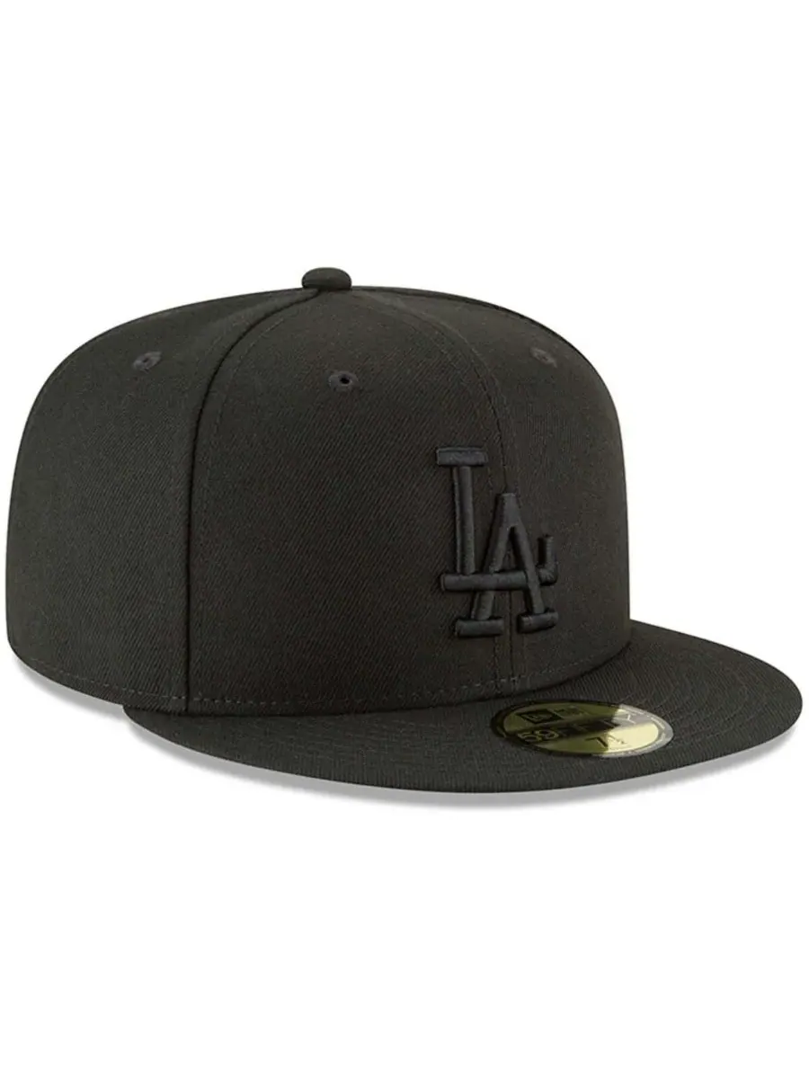 New Era Мужская черная бейсболка Los Angeles Dodgers с основным логотипом, модель Basic 59FIFTY — изображение 3 из 4, черный