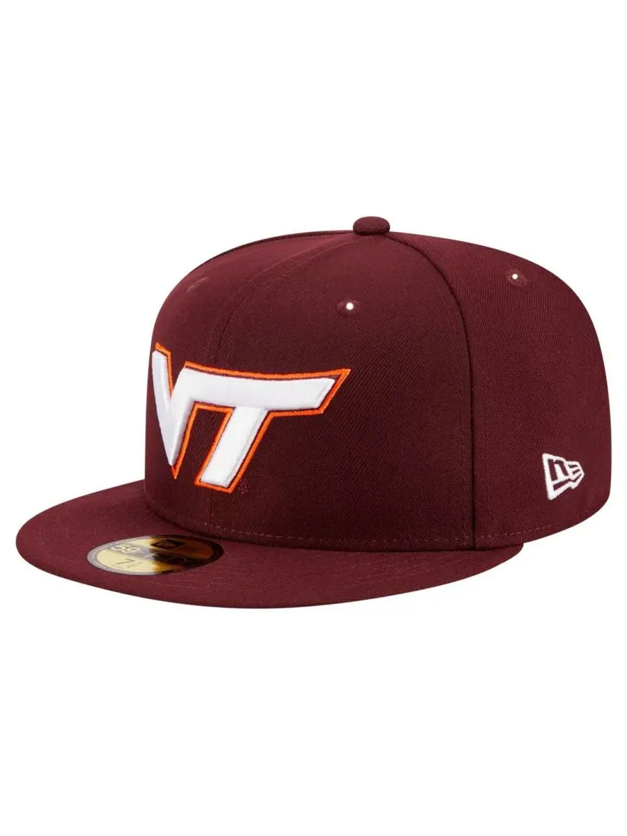 New Era Мужская бордовая кепка Virginia Tech Hokies 59FIFTY — изображение 1 из 5, коричневый