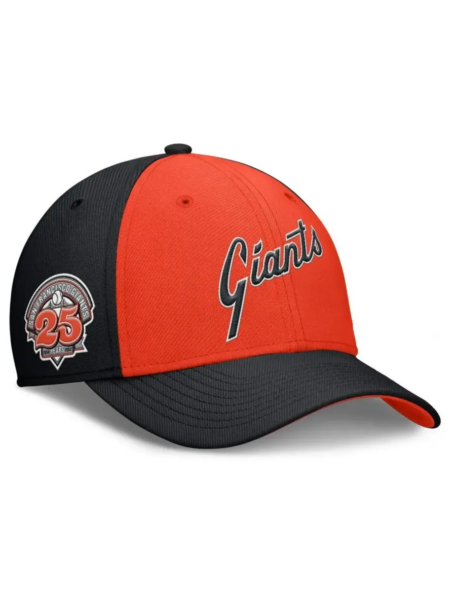 Nike Мужская кепка San Francisco Giants Rise Swoosh Performance Flex — изображение 1 из 4, черный оранжевый