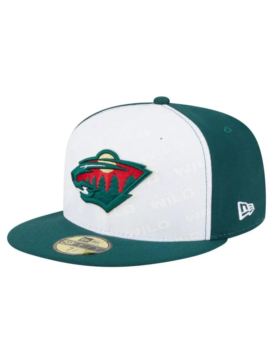 New Era Мужская бело-зеленая кепка Minnesota Wild Repeat Two-Tone 59FIFTY Fitted Hat — изображение 1 из 5, белый зеленый