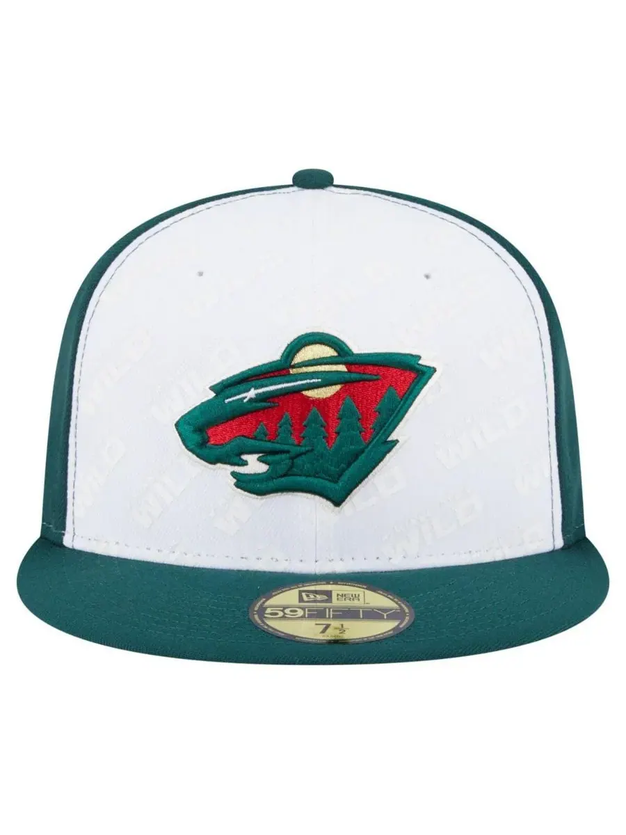 New Era Мужская бело-зеленая кепка Minnesota Wild Repeat Two-Tone 59FIFTY Fitted Hat — изображение 4 из 5, белый зеленый