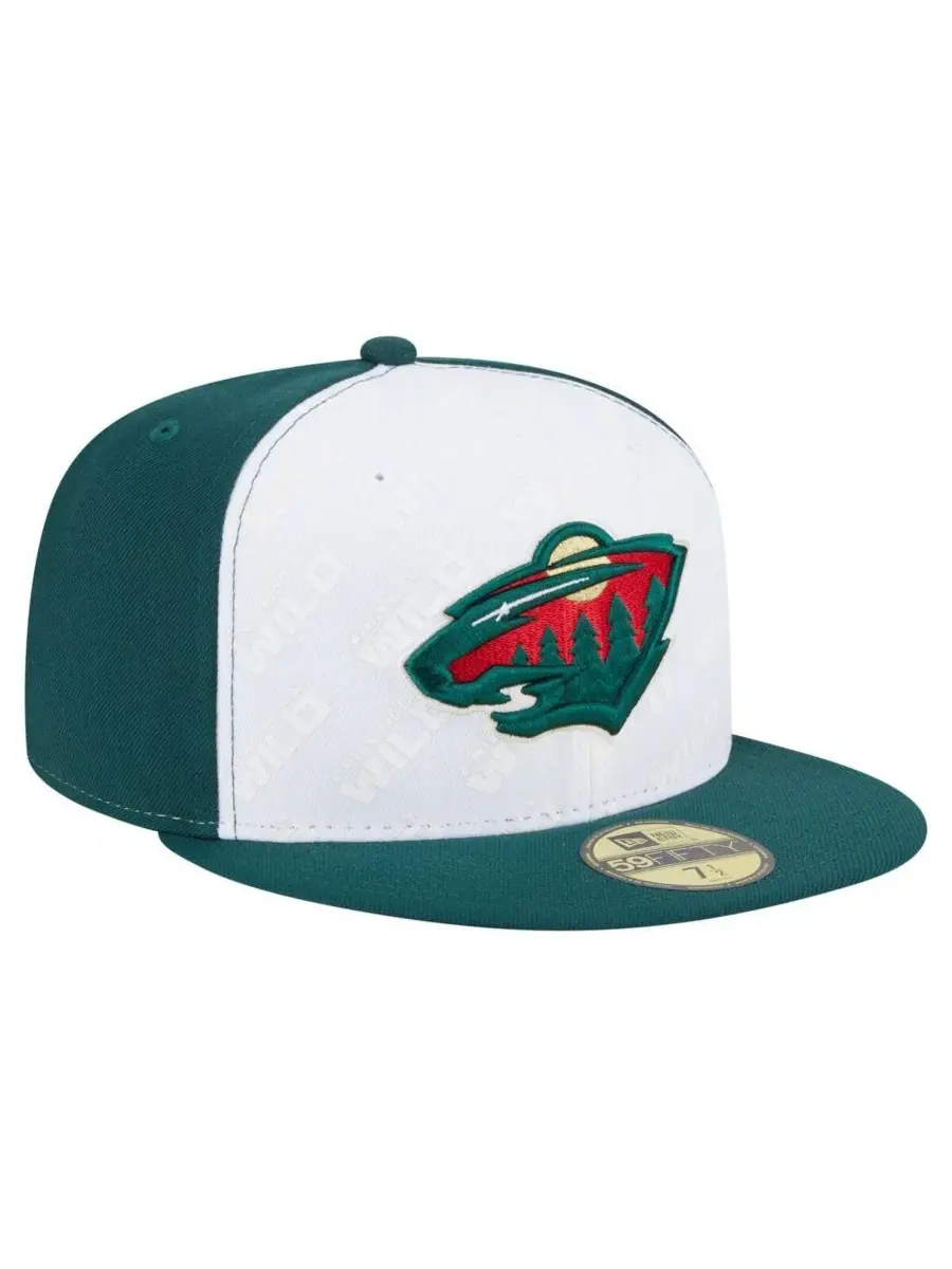 New Era Мужская бело-зеленая кепка Minnesota Wild Repeat Two-Tone 59FIFTY Fitted Hat — изображение 5 из 5, белый зеленый