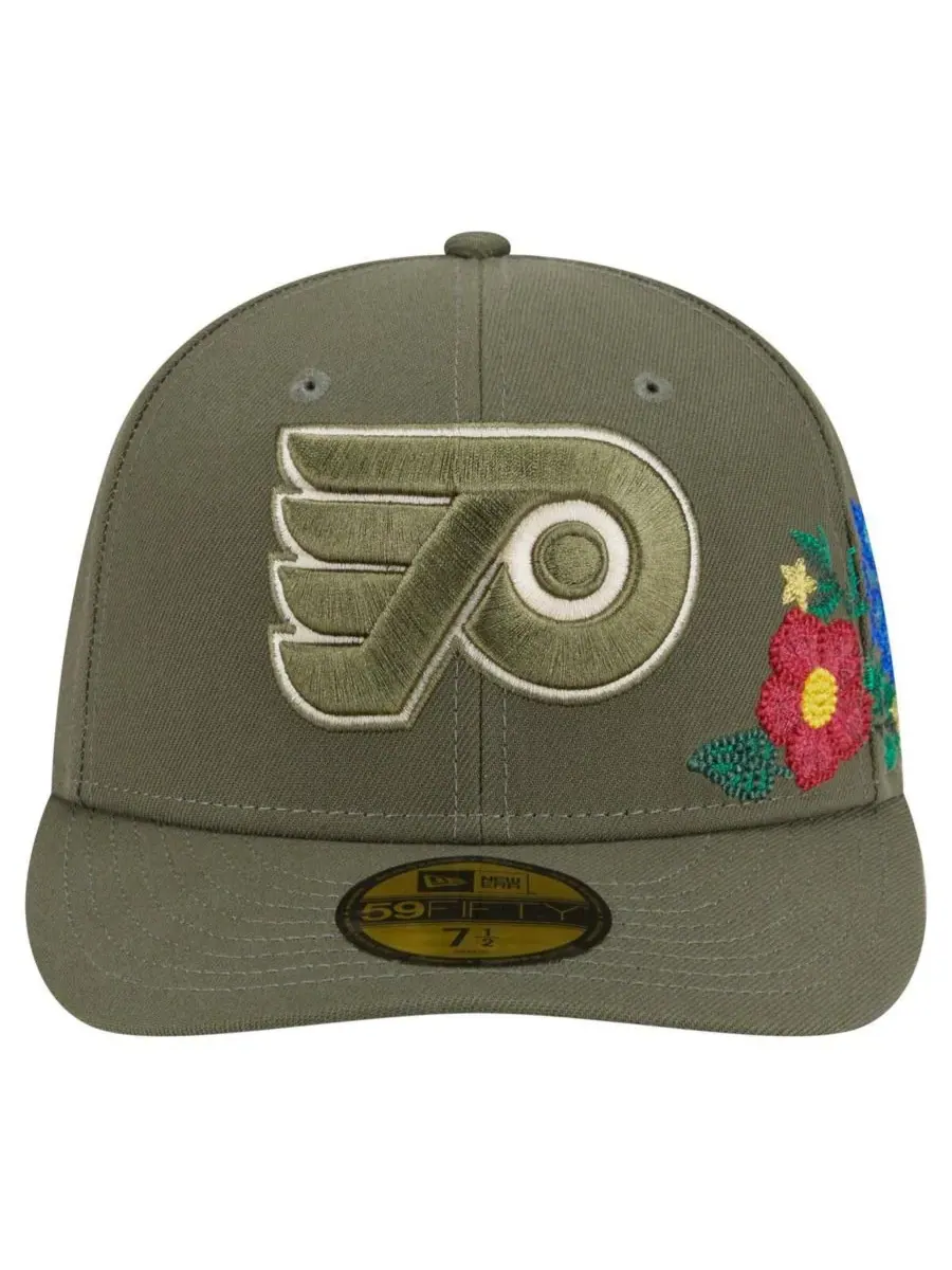 New Era Мужская кепка Philadelphia Flyers оливкового цвета с цветочным принтом, модель 59FIFTY — изображение 2 из 4