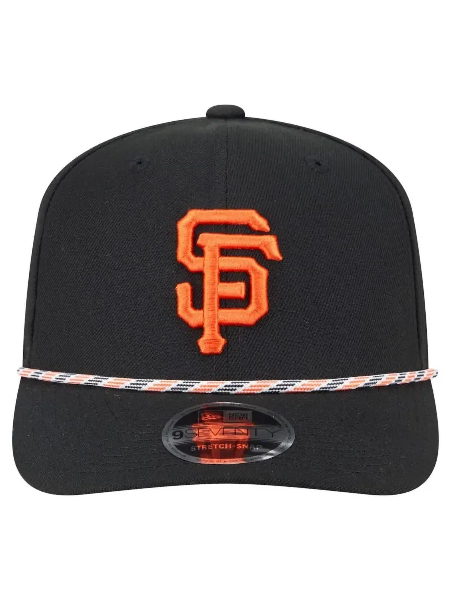 New Era Мужская черная кепка San Francisco Giants Multi-Rope 9Seventy Stretch-Snap — изображение 2 из 5, черный