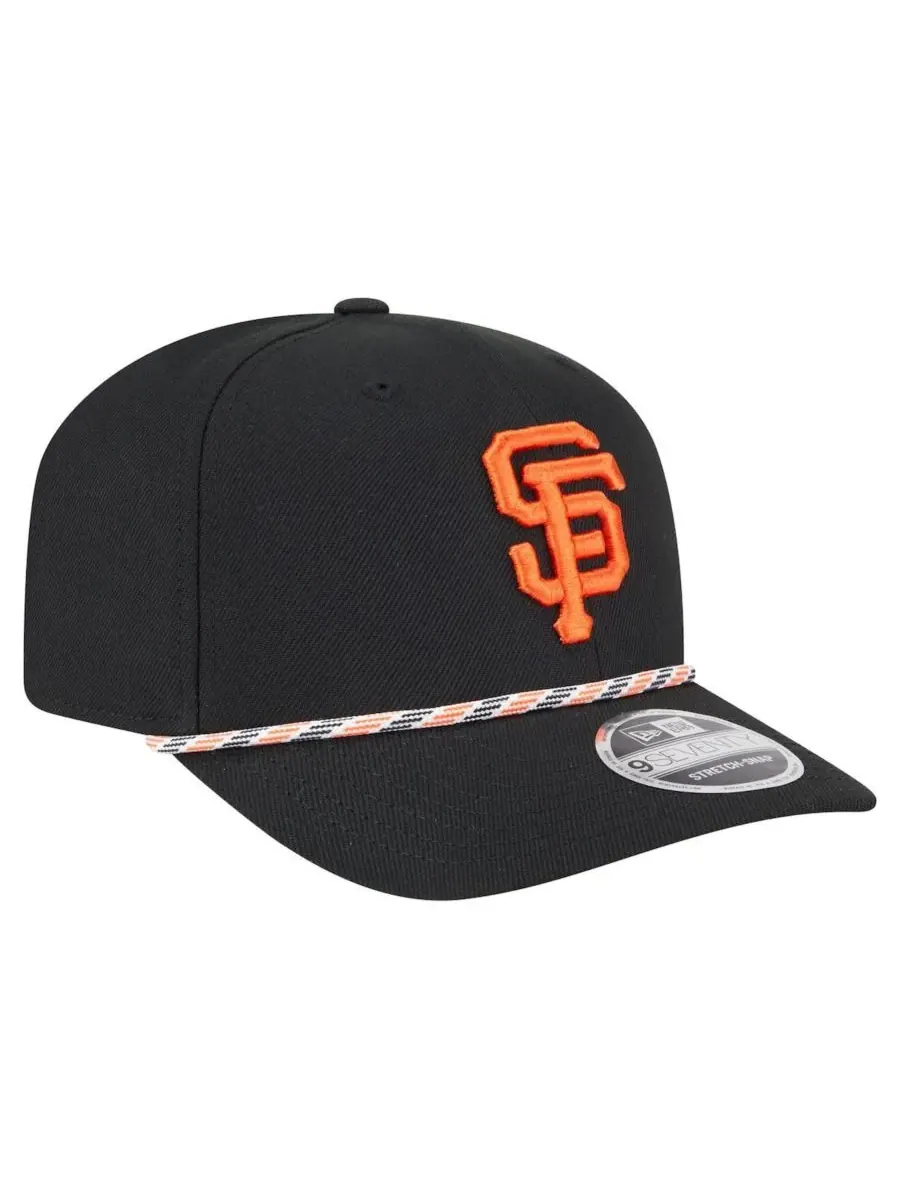 New Era Мужская черная кепка San Francisco Giants Multi-Rope 9Seventy Stretch-Snap — изображение 3 из 5, черный