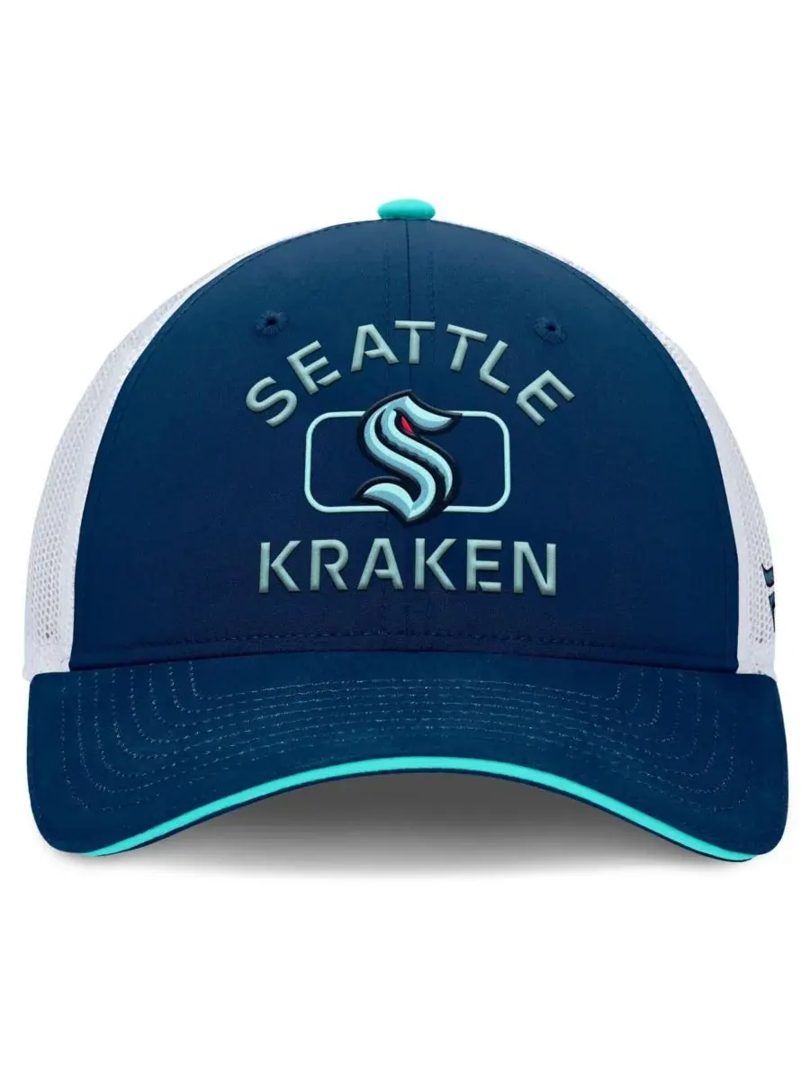 Fanatics Мужская бейсболка Seattle Kraken Authentic Pro Rink Trucker Hat цвета Deep Sea Blue/White — изображение 2 из 4