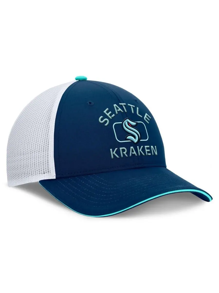 Fanatics Мужская бейсболка Seattle Kraken Authentic Pro Rink Trucker Hat цвета Deep Sea Blue/White — изображение 3 из 4