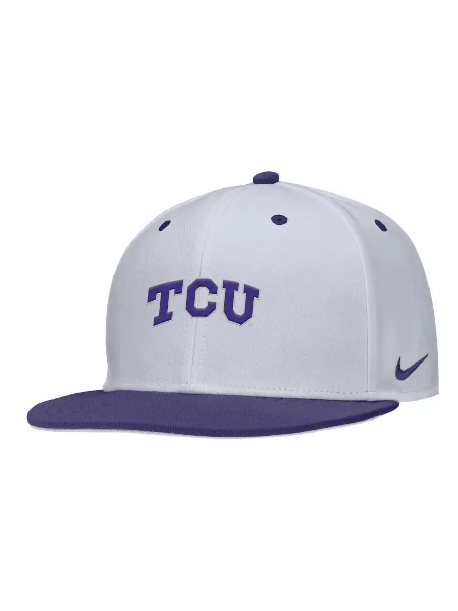 Nike Мужская белая бейсбольная кепка TCU Horned Frogs для игры на поле — изображение 1 из 3, белый