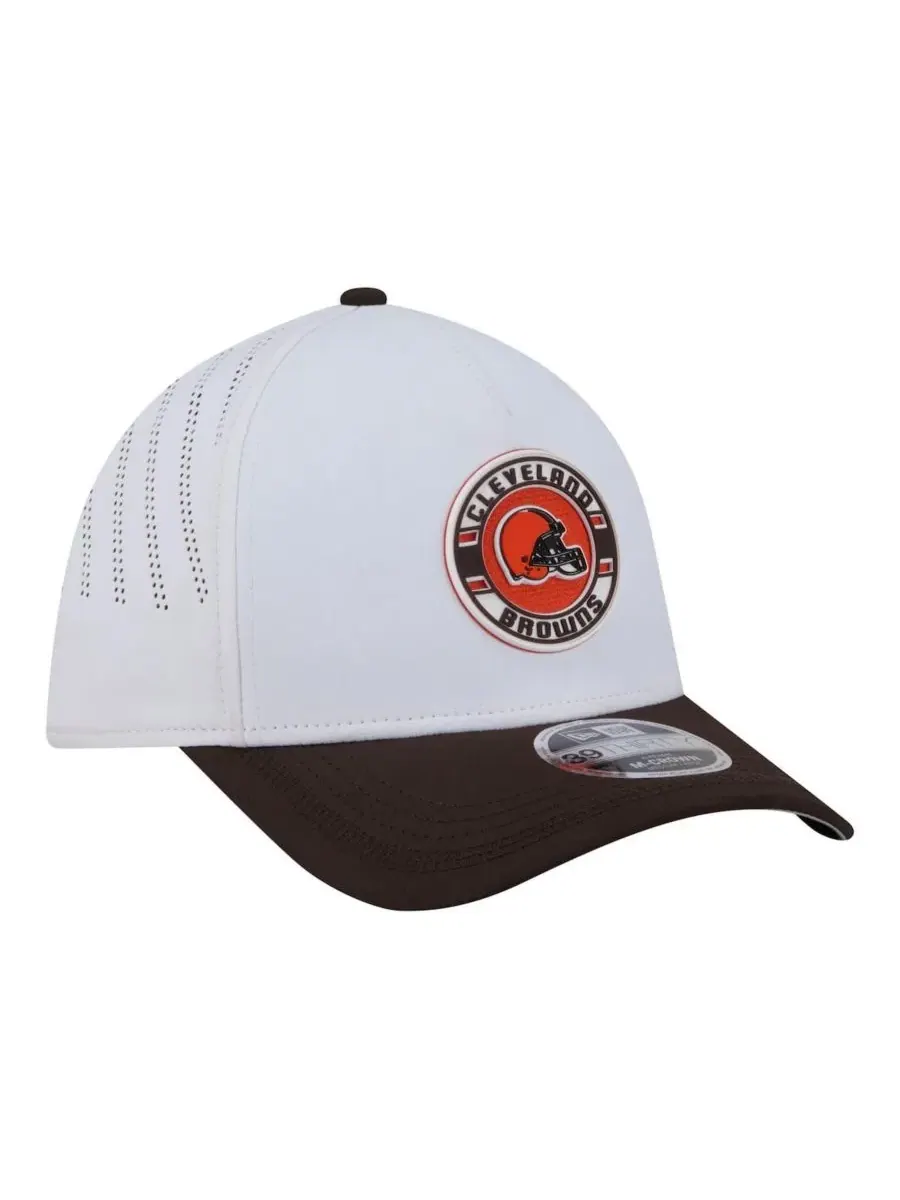 Кепка New Era Patch 39THIRTY M-Crown Perforated Flex Hat — изображение 3 из 4, белый коричневый