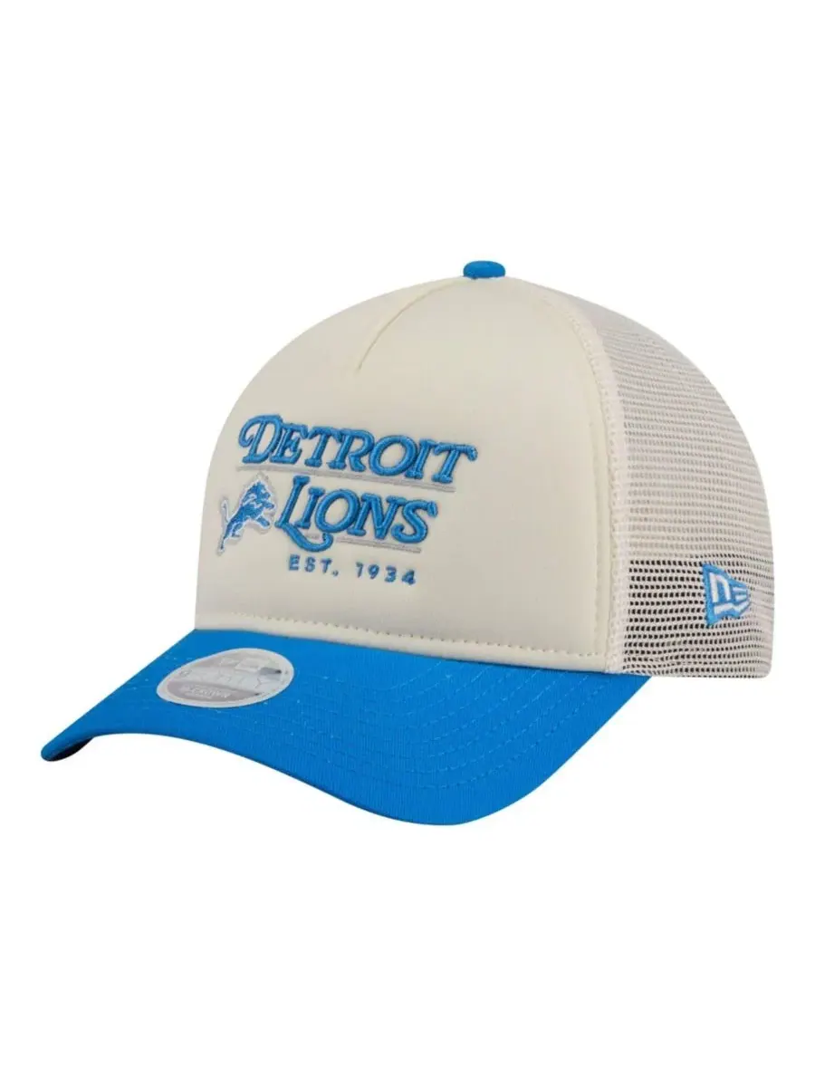 Кепка-снэпбек с ретро-принтом Detroit Lions Retro A-Frame 9FORTY New Era — изображение 1 из 5, кремовый синий