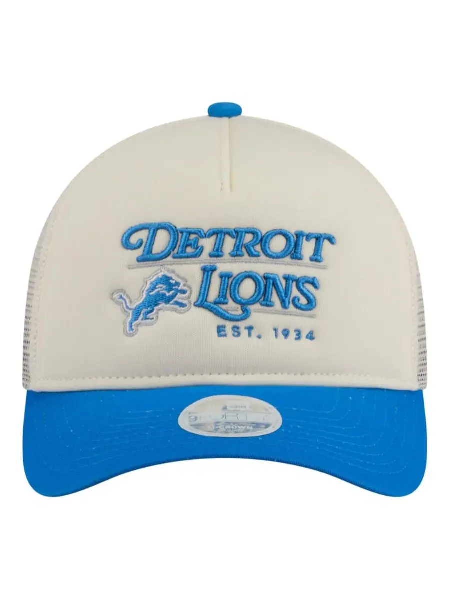 Кепка-снэпбек с ретро-принтом Detroit Lions Retro A-Frame 9FORTY New Era — изображение 2 из 5, кремовый синий