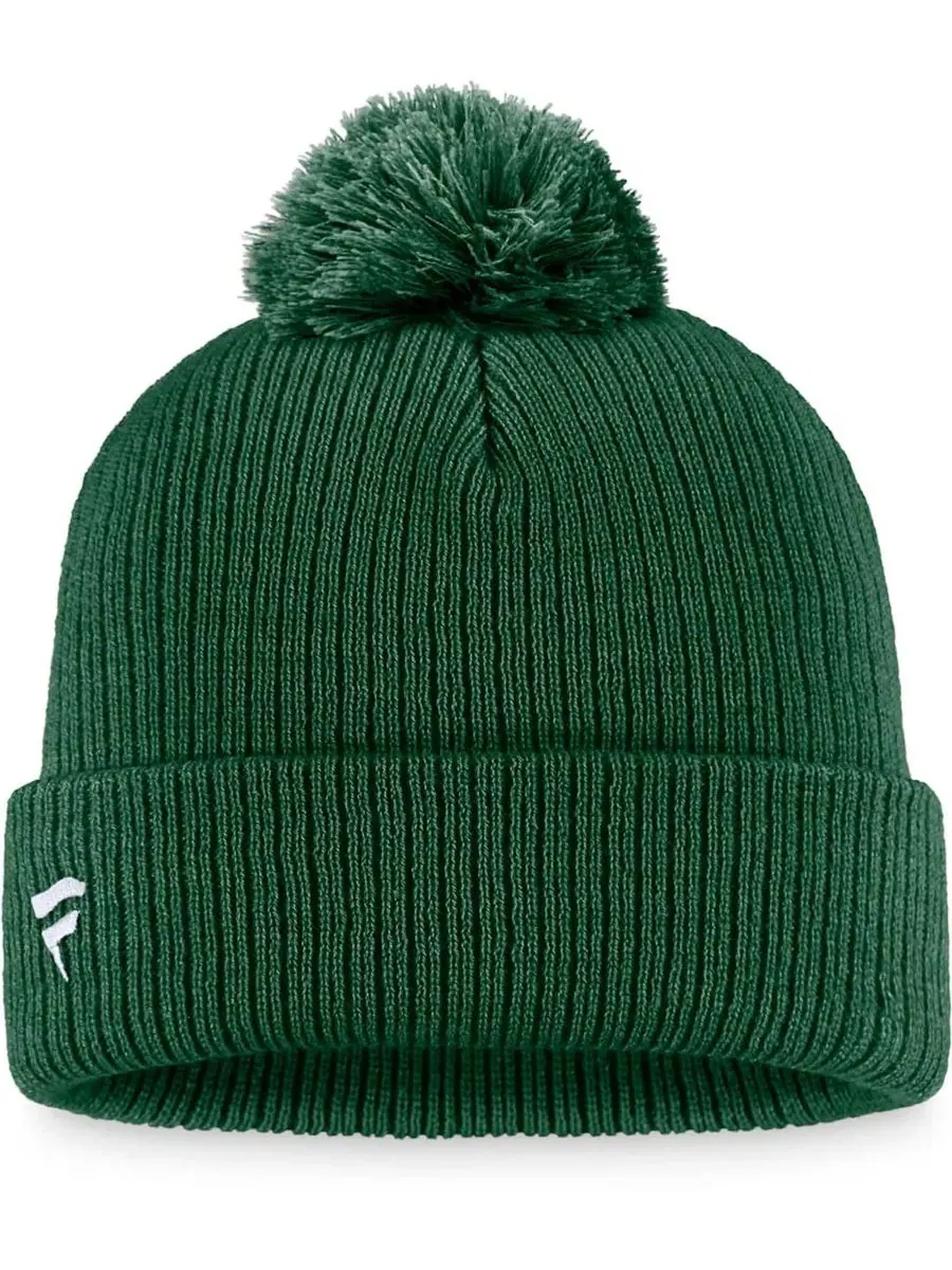 Шапка вязаная с помпоном Core Primary Logo Cuffed Knit Hat with Pom Fanatics — изображение 3 из 3, зеленый