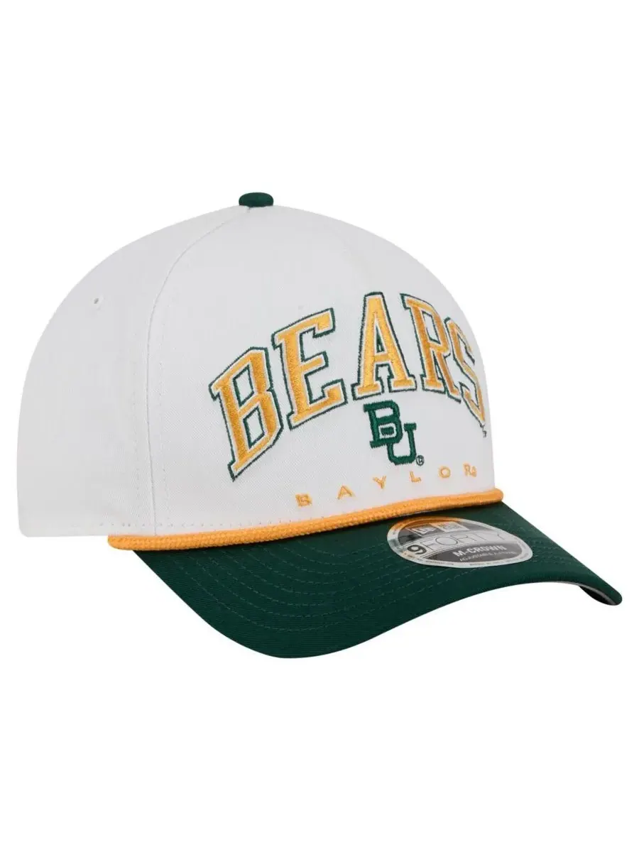 New Era Мужская бело-зеленая кепка Baylor Bears с двухцветной веревочной отделкой и регулируемой — изображение 3 из 4