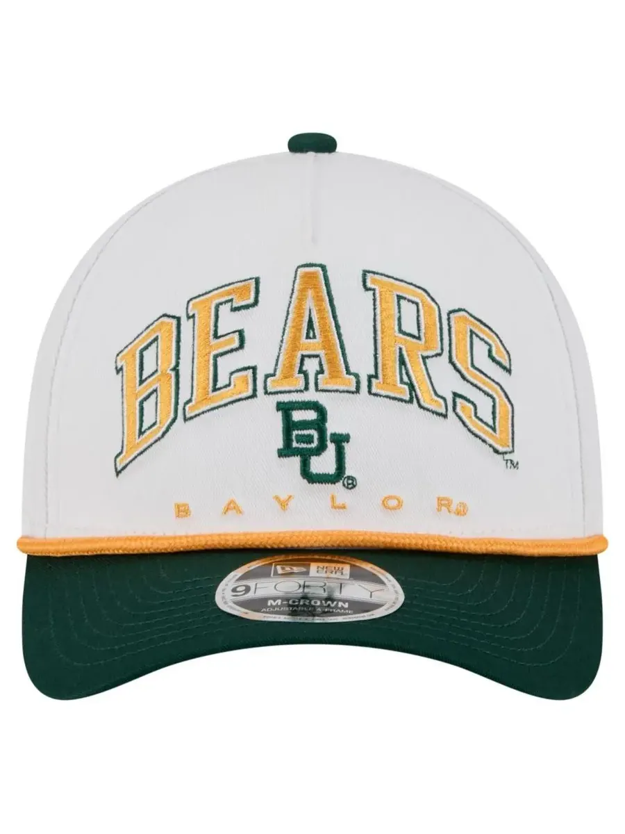 New Era Мужская бело-зеленая кепка Baylor Bears с двухцветной веревочной отделкой и регулируемой — изображение 4 из 4