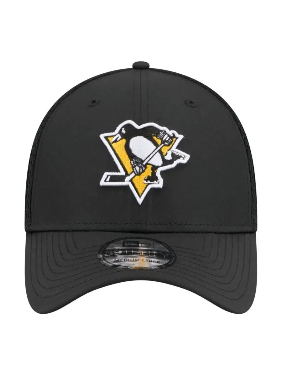 Мужская черная кепка Pittsburgh Penguins с логотипом 39THIRTY Flex New Era — изображение 2 из 5, черный