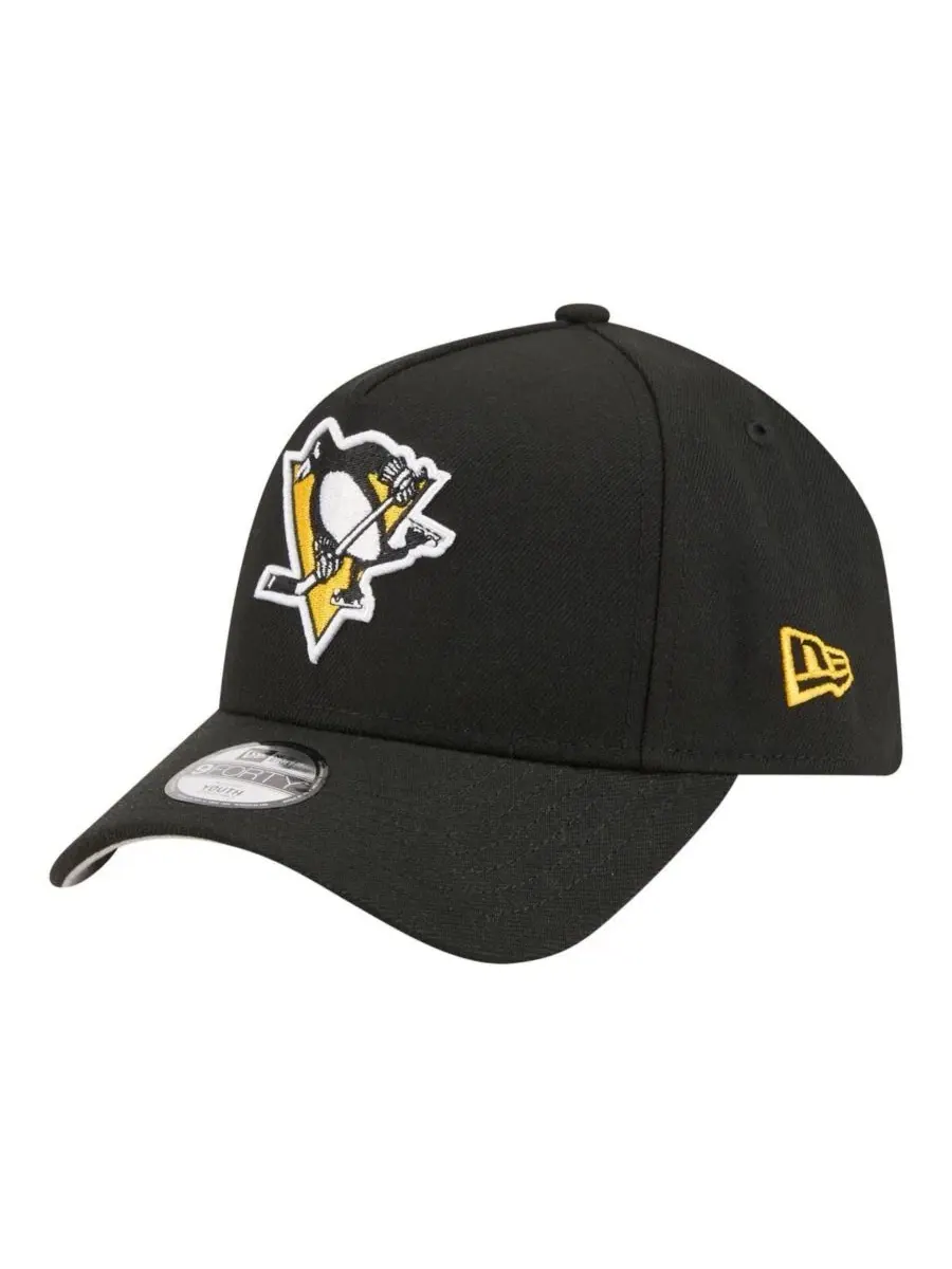 Большая черная регулируемая бейсболка Pittsburgh Penguins 9FORTY A-Frame для мальчиков и девочек — изображение 1 из 5, черный