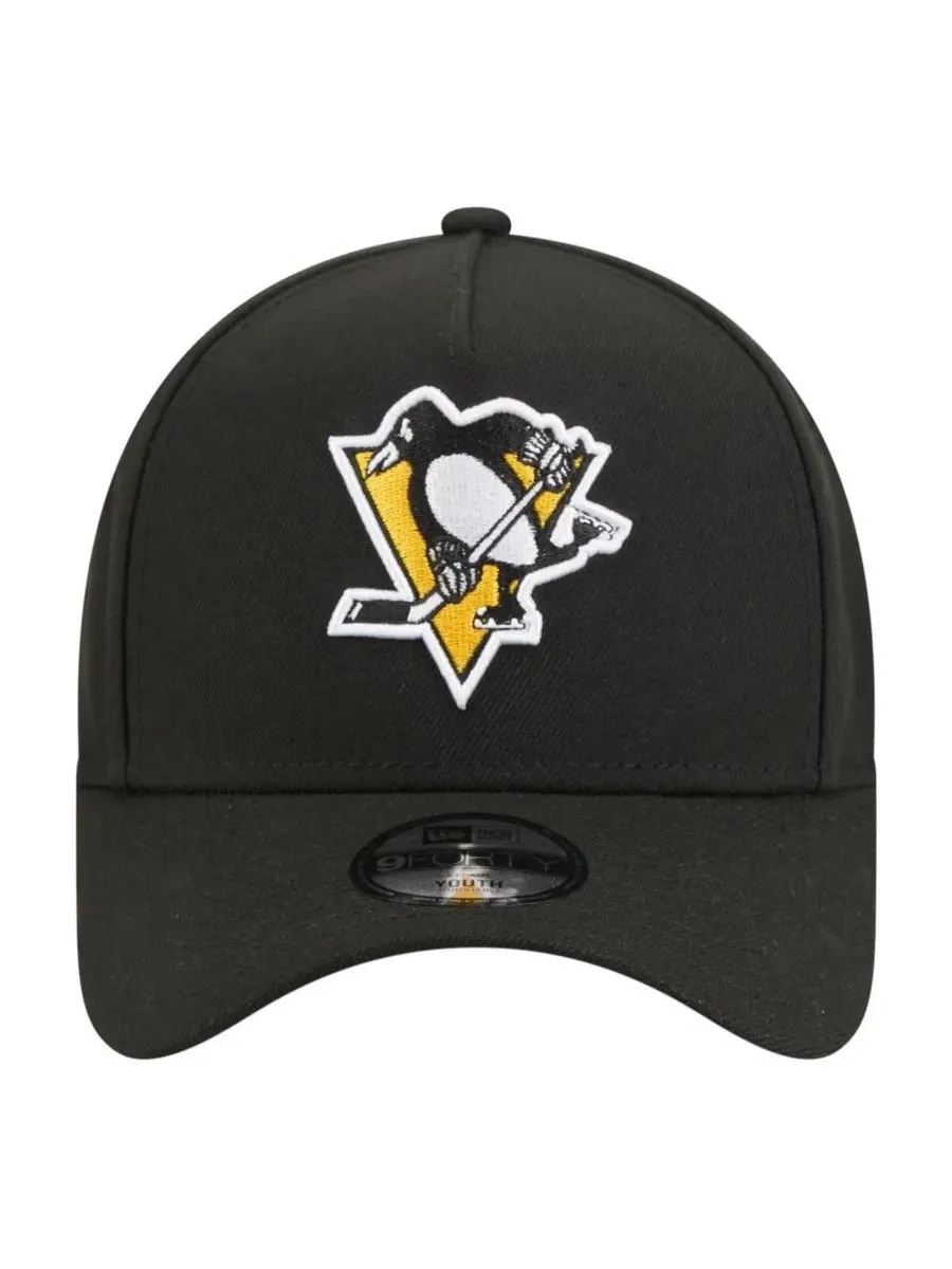 Большая черная регулируемая бейсболка Pittsburgh Penguins 9FORTY A-Frame для мальчиков и девочек — изображение 2 из 5, черный