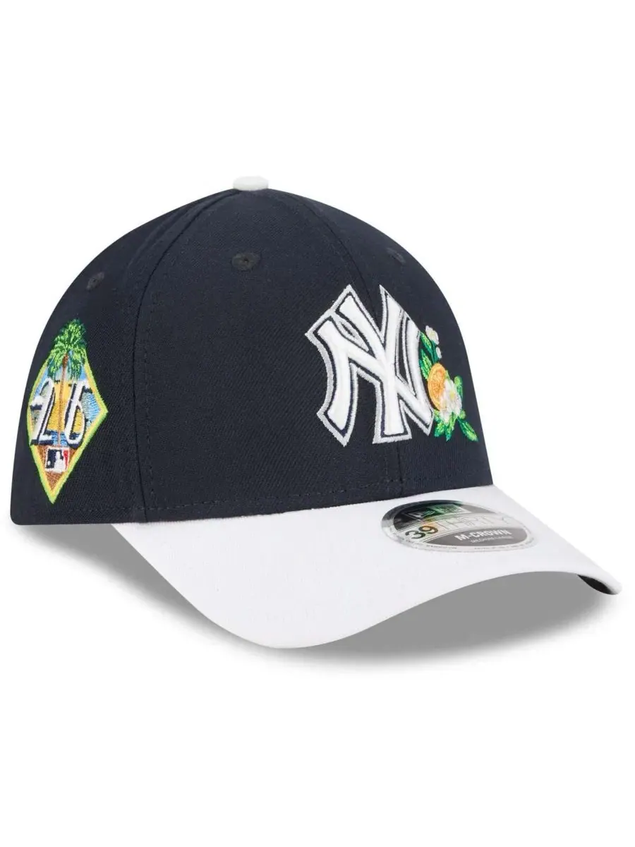 Бейсболка New York Yankees 2026 Spring Training M-Crown 39THIRTY Flex Hat New Era — изображение 1 из 4, темно-синий белый