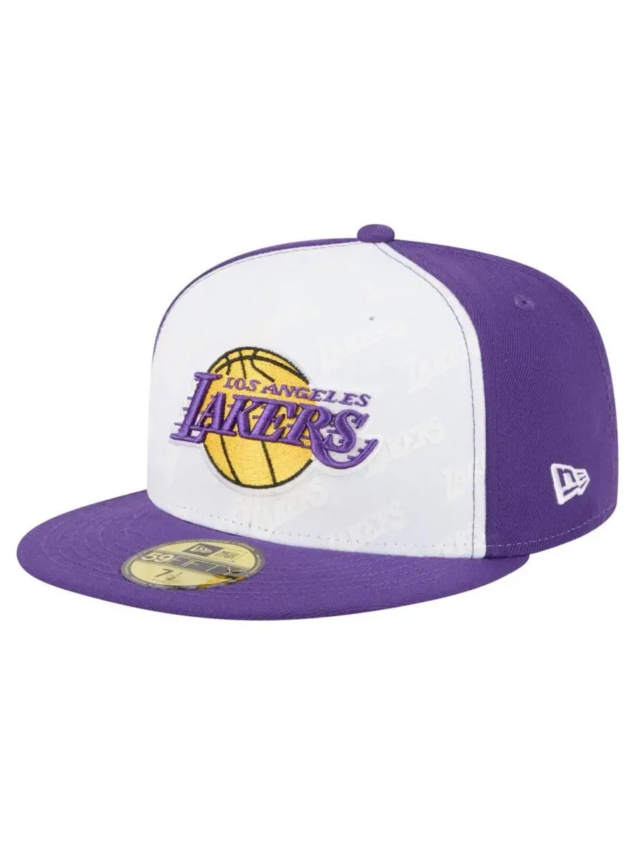 New Era Мужская бело-фиолетовая кепка Los Angeles Lakers Repeat 59Fifty Fitted Hat — изображение 1 из 4, белый фиолетовый
