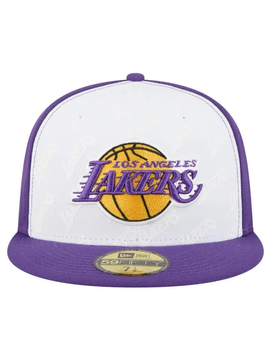 New Era Мужская бело-фиолетовая кепка Los Angeles Lakers Repeat 59Fifty Fitted Hat — изображение 3 из 4, белый фиолетовый