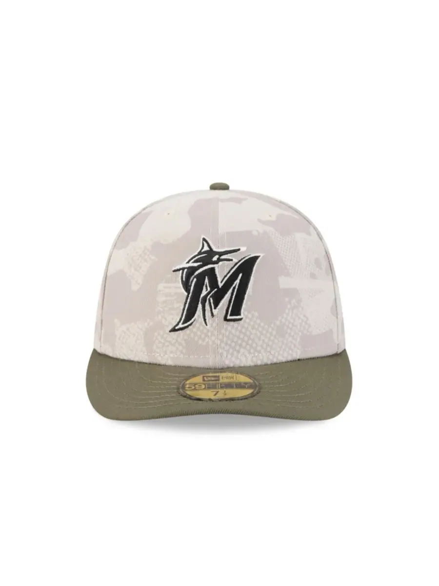New Era Мужская светло-бежевая/оливковая кепка Miami Marlins 59FIFTY, посвященная Дню вооруженных — изображение 3 из 7