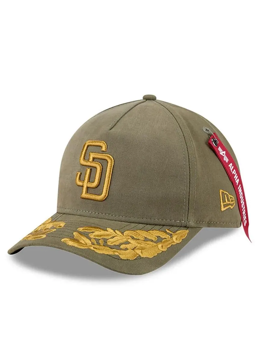 New Era Мужская кепка San Diego Padres A-Frame 9FORTY с регулируемым размером — изображение 1 из 4, оливковый