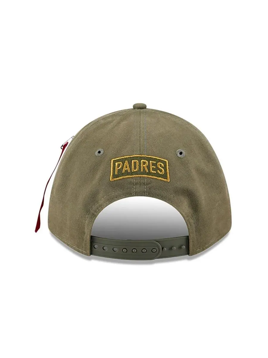 New Era Мужская кепка San Diego Padres A-Frame 9FORTY с регулируемым размером — изображение 2 из 4, оливковый