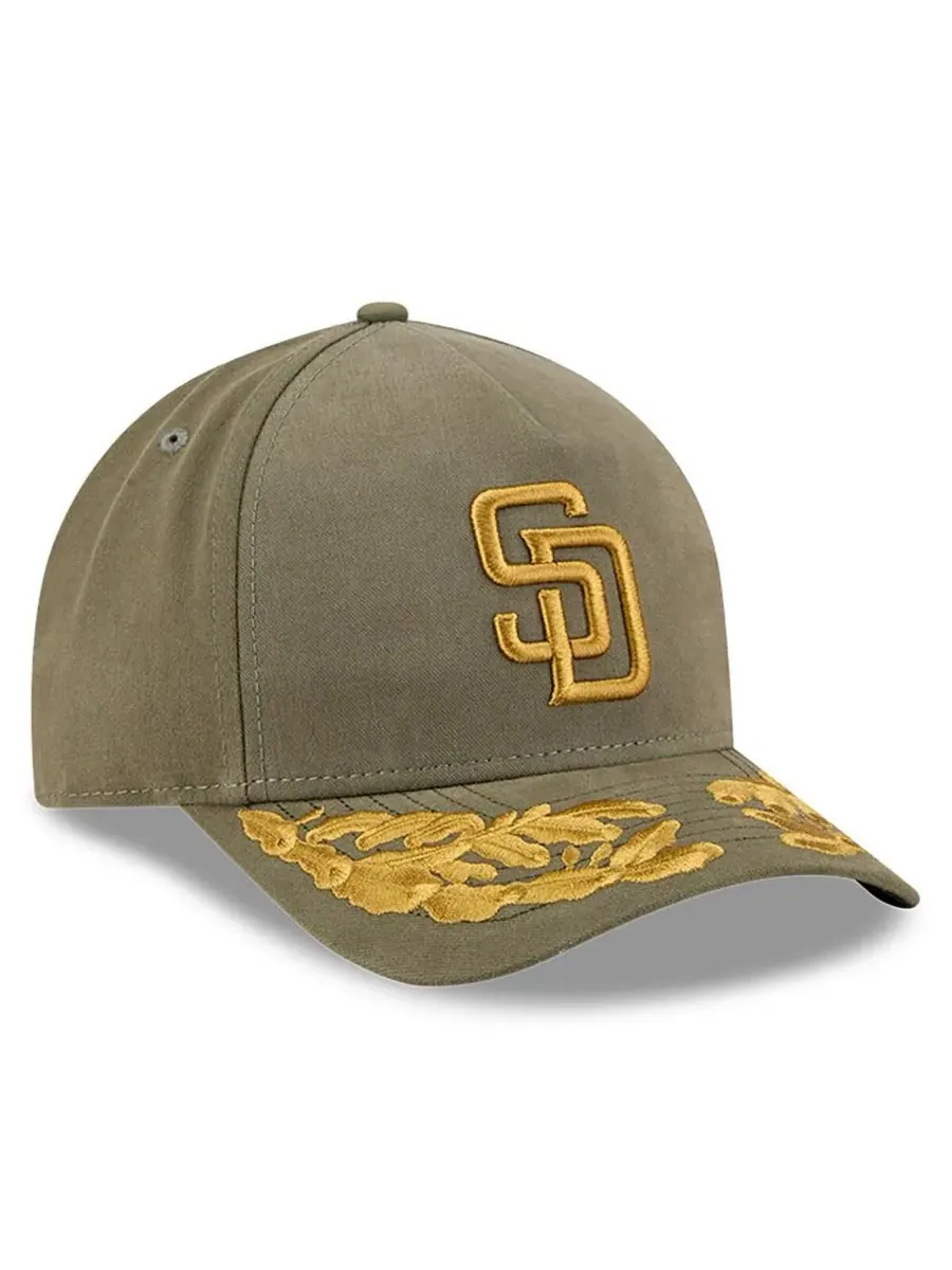New Era Мужская кепка San Diego Padres A-Frame 9FORTY с регулируемым размером — изображение 3 из 4, оливковый