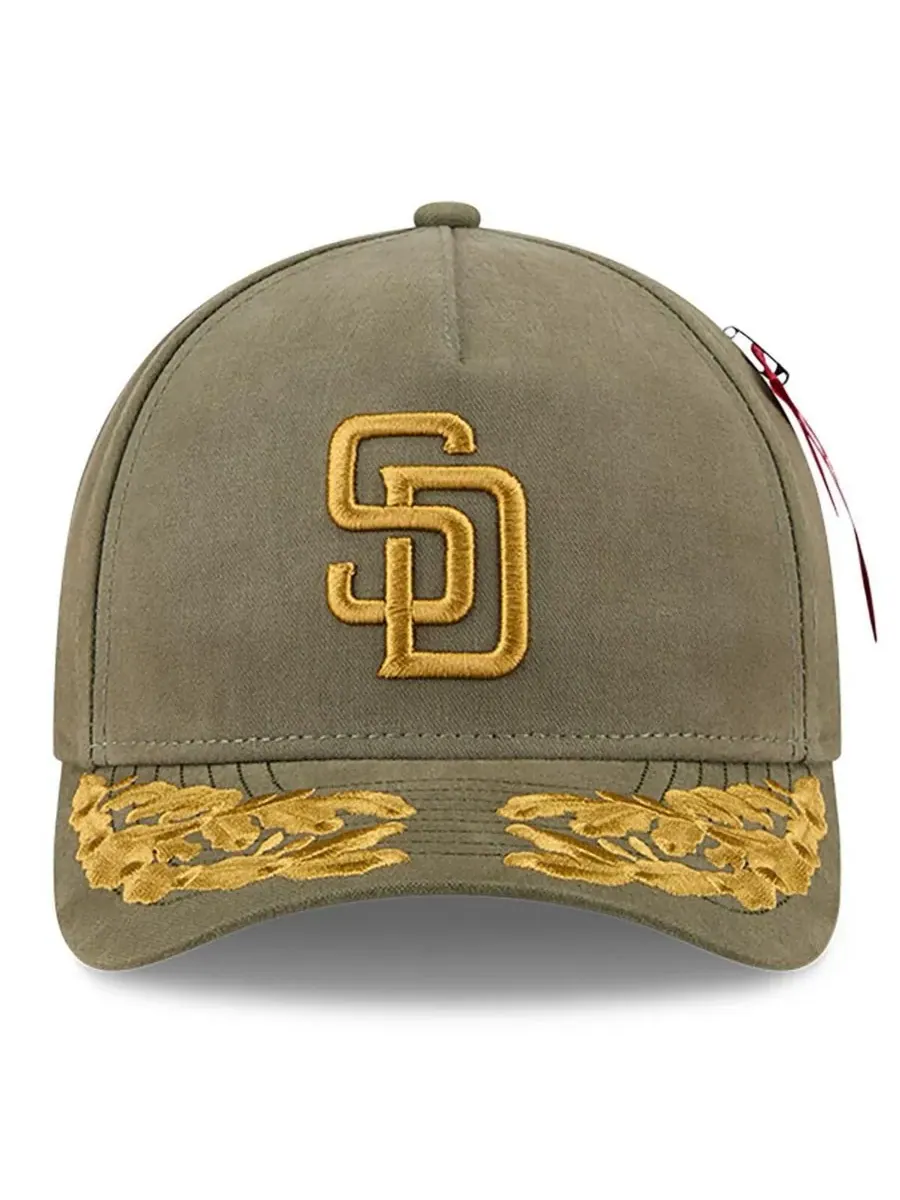 New Era Мужская кепка San Diego Padres A-Frame 9FORTY с регулируемым размером — изображение 4 из 4, оливковый