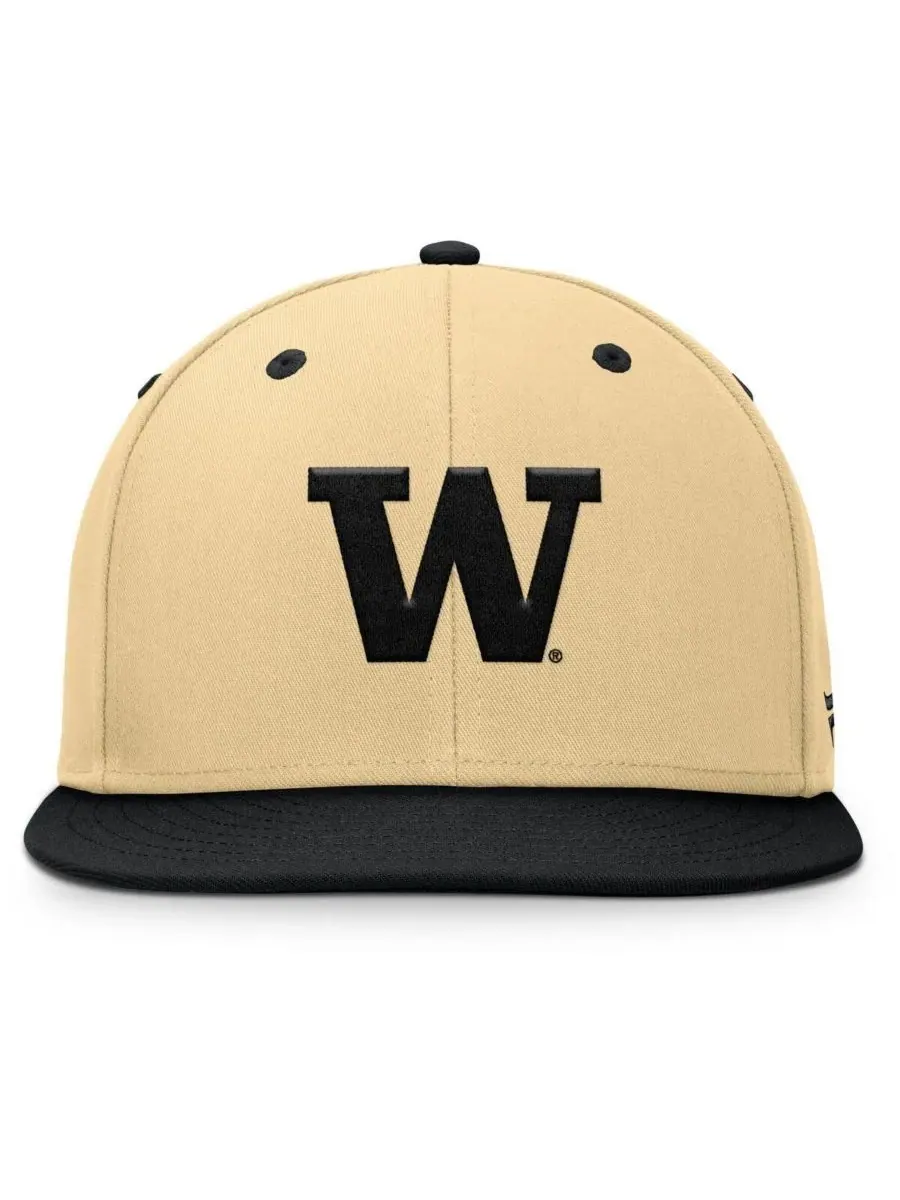 Fanatics Мужская золотисто-черная бейсболка Washington Huskies Balance Fitted Hat — изображение 2 из 4, хаки черный