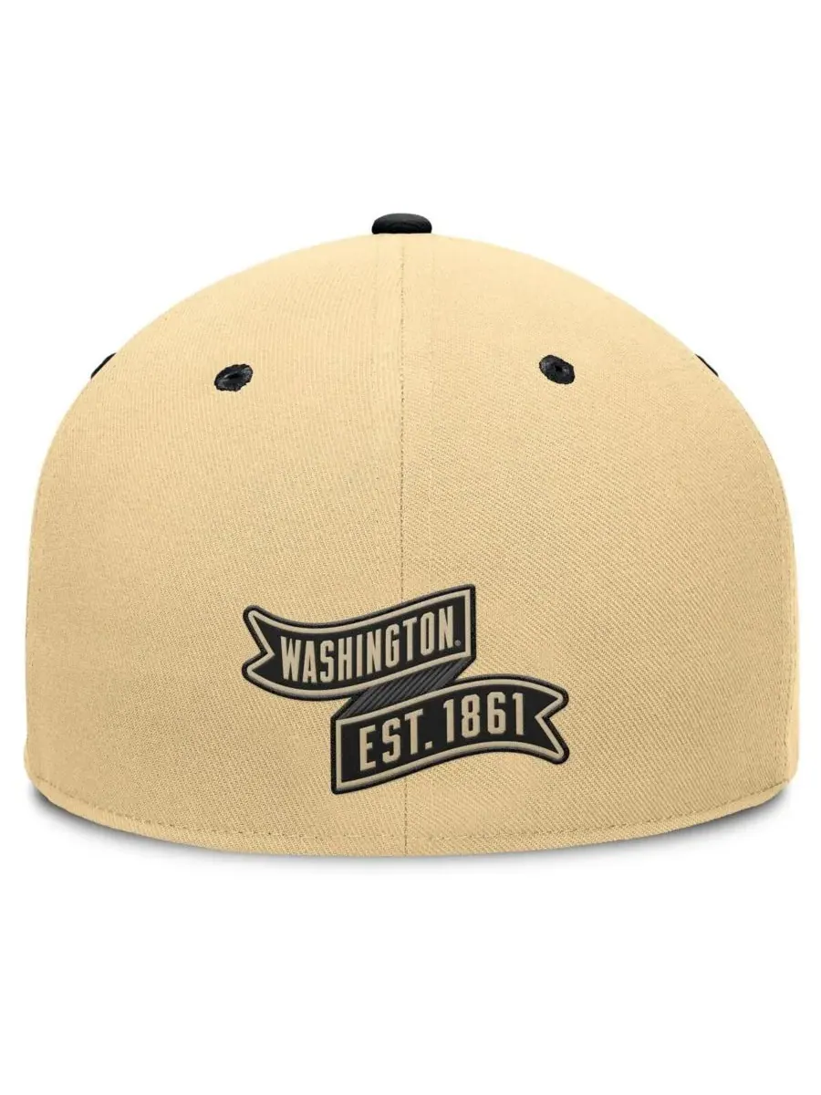 Fanatics Мужская золотисто-черная бейсболка Washington Huskies Balance Fitted Hat — изображение 4 из 4, хаки черный