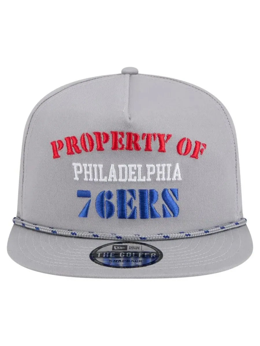 New Era Мужская серая кепка-снепбек Philadelphia 76ers в стиле ретро Property Of Golfer — изображение 2 из 4, серый