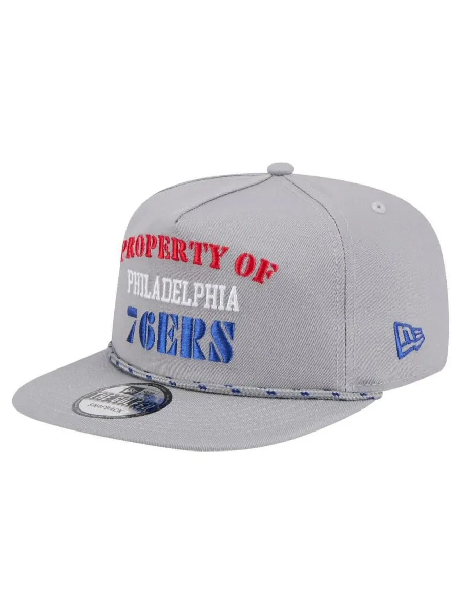 New Era Мужская серая кепка-снепбек Philadelphia 76ers в стиле ретро Property Of Golfer — изображение 3 из 4, серый