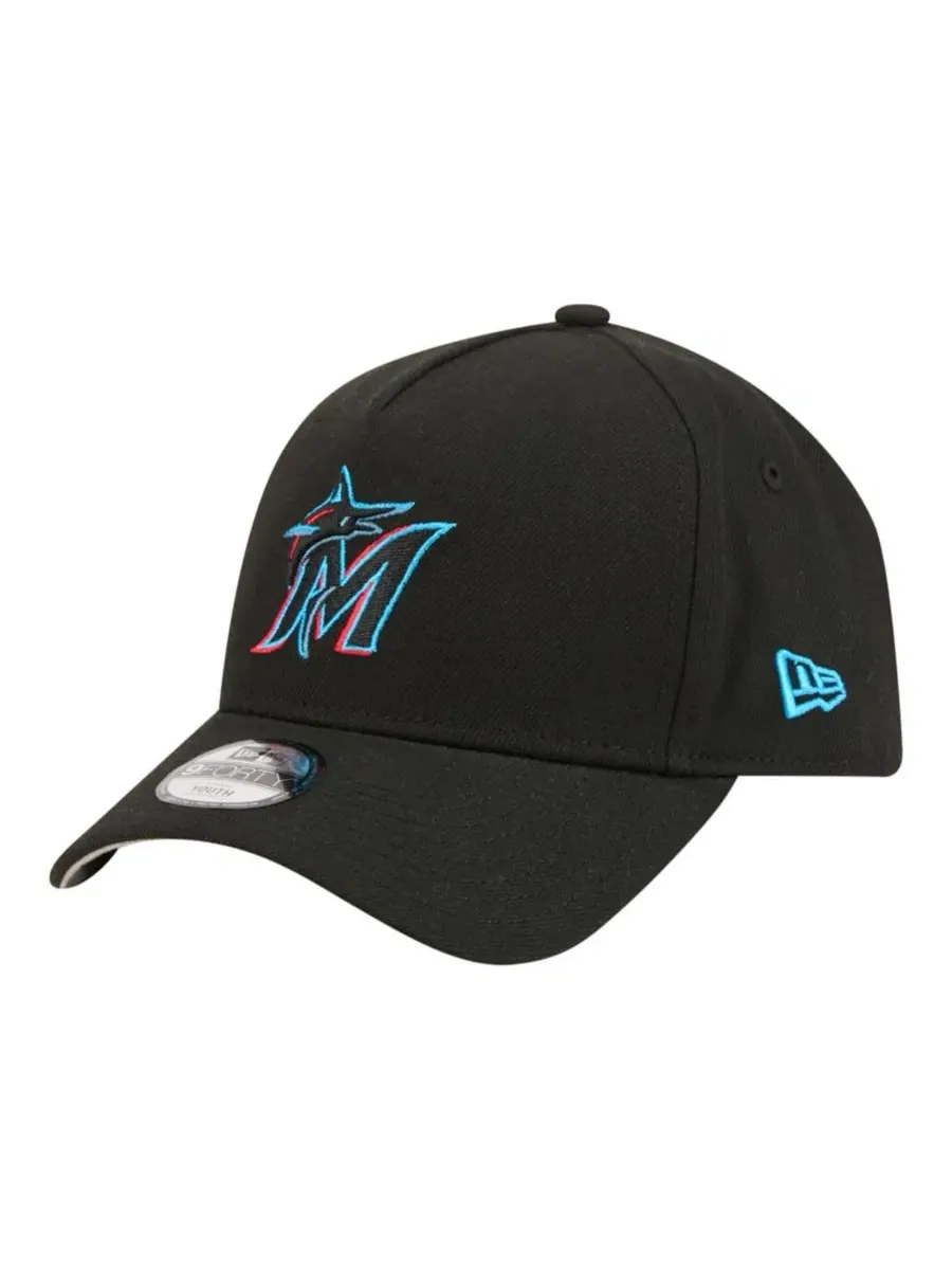 Бейсболка New Era 9FORTY A-Frame с вышивкой логотипа Miami Marlins — изображение 1 из 5, черный