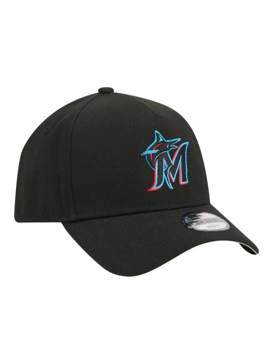 Бейсболка New Era 9FORTY A-Frame с вышивкой логотипа Miami Marlins — изображение 4 из 5, черный