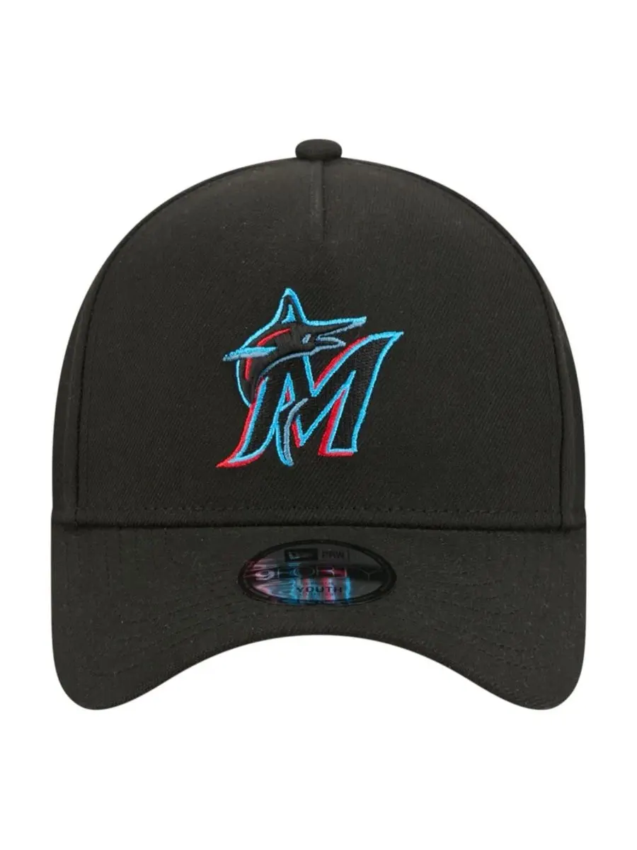 Бейсболка New Era 9FORTY A-Frame с вышивкой логотипа Miami Marlins — изображение 5 из 5, черный